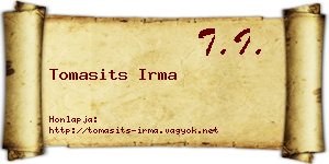 Tomasits Irma névjegykártya